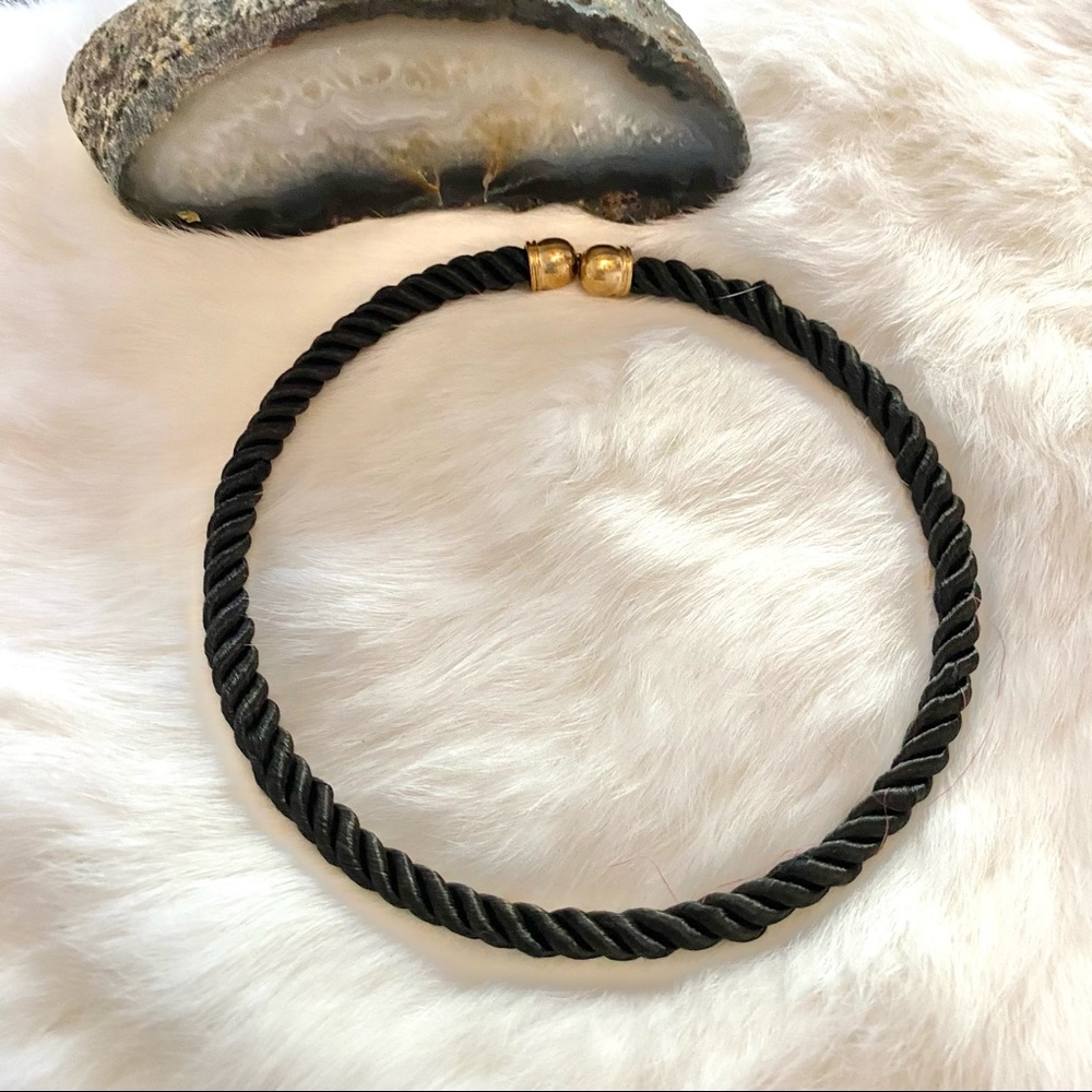 NWOT Black Rope Chocker With Gold Ends
